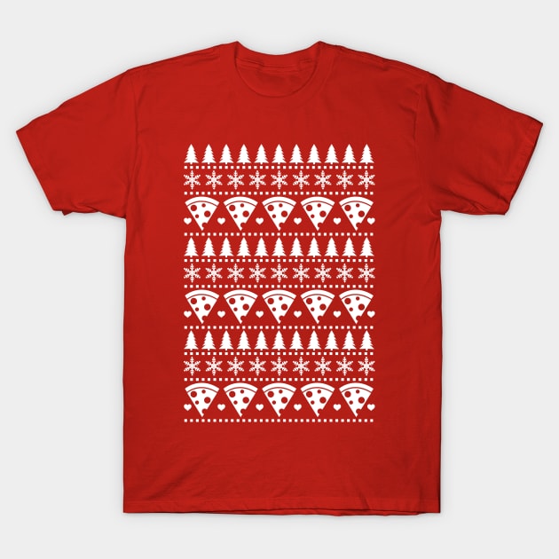 Pepperoni Pizza Ugly Christmas Jumper Pattern T-Shirt by HotHibiscus